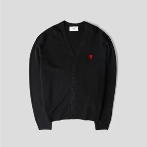 Ami Paris Alexandre Mattiussi Black Cardigan 100% Merino Wool NWT